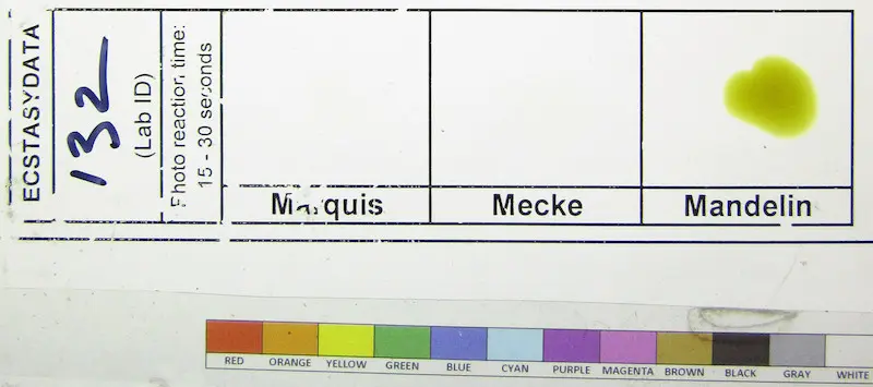 Testen met het Mandelin-reagens geeft vaak niet-sluitende resultaten. Bron: drugsdata.org