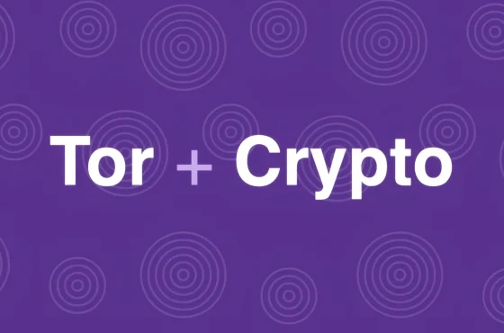 Paarse Tor- en cryptobanner met concentrische ringen voor de onion-sites van PRO Test